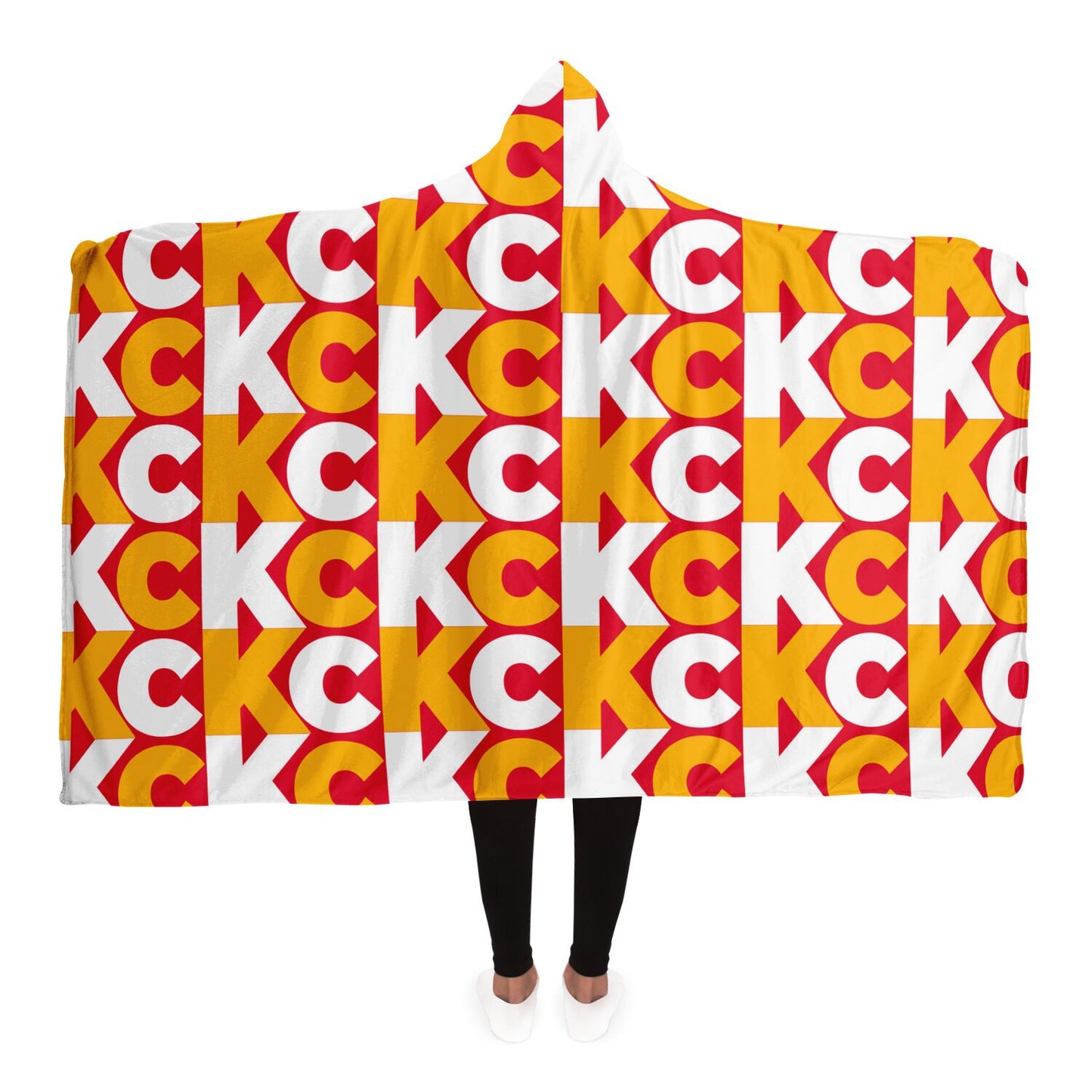 KC Yellow and White Initial Hooded Blanket